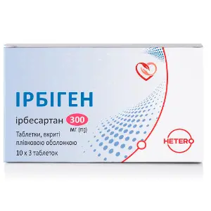 Ірбіген таблетки вкриті плівковою оболонкою по 300 мг 3 блістери по 10 шт Ірбіген таблетки вкриті плівковою оболонкою по 300 мг 3 блістери по 10 шт