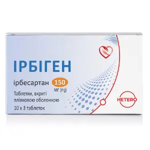 Ирбиген таблетки покрытые пленочной оболочкой по 150 мг 3 блистера по 10 шт Ирбиген таблетки покрытые пленочной оболочкой по 150 мг 3 блистера по 10 шт