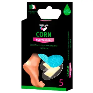 Пластир мозольний MILPLAST (Мілпласт) Corn Hydrocolloid (Корн Гідроколоїд) захисний гідроколоїдний розмір 7 см x 3,8 см 5 шт Пластир мозольний MILPLAST (Мілпласт) Corn Hydrocolloid (Корн Гідроколоїд) захисний гідроколоїдний розмір 7 см x 3,8 см 5 шт