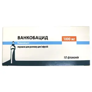 Ванкобацид порошок для раствора для инфузий по 1000 мг в флаконе 10 шт Ванкобацид порошок для раствора для инфузий по 1000 мг в флаконе 10 шт
