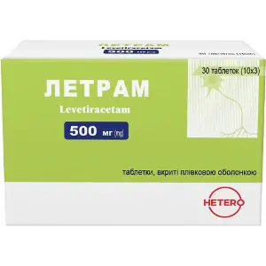 Летрам таблетки вкриті плівковою оболонкою по 500 мг 3 блістери по 10 шт Летрам таблетки вкриті плівковою оболонкою по 500 мг 3 блістери по 10 шт