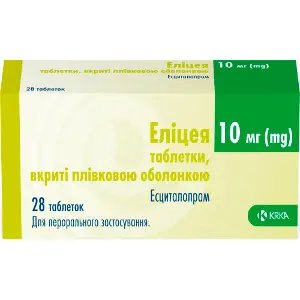 Еліцея таблетки вкриті плівковою оболонкою по 10 мг 4 блістери по 7 шт Еліцея таблетки вкриті плівковою оболонкою по 10 мг 4 блістери по 7 шт