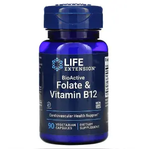 BioActive Folate & Vitamin B12 LIFE EXTENSION (Лайф Екстеншн) фолієва кислота та вітамін Б-12 капсули флакон 90 шт BioActive Folate & Vitamin B12 LIFE EXTENSION (Лайф Екстеншн) фолієва кислота та вітамін Б-12 капсули флакон 90 шт