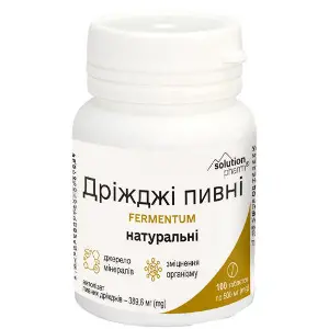 Дрожжи пивные натуральные таблетки по 500 мг флакон 100 шт Solution Pharm Дрожжи пивные натуральные таблетки по 500 мг флакон 100 шт Solution Pharm