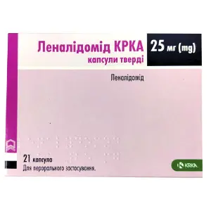 Леналідомід КРКА капсули тверді по 25 мг 3 блістера по 7 шт Леналідомід КРКА капсули тверді по 25 мг 3 блістера по 7 шт