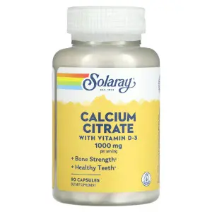 Цитрат кальція з вітаміном D3 SOLARAY (Солорай) Calcium Citrate w/Vit D-3 капсули для підтримки здоров'я кісток і зубів флакон 90 шт Цитрат кальція з вітаміном D3 SOLARAY (Солорай) Calcium Citrate w/Vit D-3 капсули для підтримки здоров'я кісток і зубів флакон 90 шт