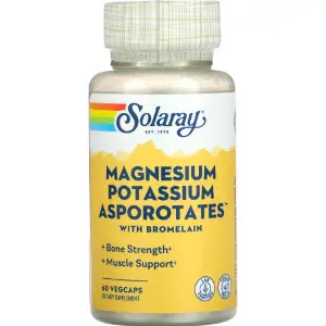 Аспартат магнію та калію з бромелаїном SOLARAY (Солорай) Magnesium & Potassium Asporotate w/Bromelain капсули флакон 60 шт Аспартат магнію та калію з бромелаїном SOLARAY (Солорай) Magnesium & Potassium Asporotate w/Bromelain капсули флакон 60 шт