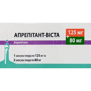 Апрепитант-Виста капсулы комби-упаковка 3 шт: капсулы по 125 мг 1 шт + капсулы по 80 мг 2 шт Апрепитант-Виста капсулы комби-упаковка 3 шт: капсулы по 125 мг 1 шт + капсулы по 80 мг 2 шт