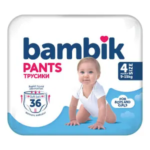 Подгузники-трусики для детей BAMBIK (Бамбик) размер 4 от 9 до 15 кг 36 шт Подгузники-трусики для детей BAMBIK (Бамбик) размер 4 от 9 до 15 кг 36 шт