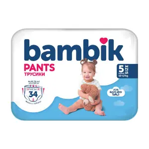 Подгузники-трусики для детей BAMBIK (Бамбик) размер 5 от 12 до 17 кг 34 шт Подгузники-трусики для детей BAMBIK (Бамбик) размер 5 от 12 до 17 кг 34 шт