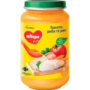 Пюре рыбно-овощное детское Нутриция Milupa (Милупа) Томаты, рыба и рис с 8 месяцев 200 г Пюре рыбно-овощное детское Нутриция Milupa (Милупа) Томаты, рыба и рис с 8 месяцев 200 г