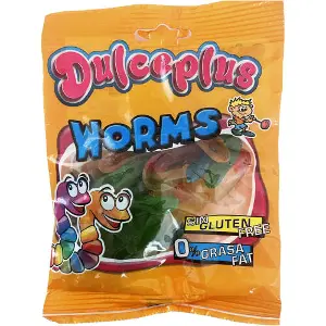 Цукерки жувальні DULCEPLUS (Дульчеплюс) Черв'ячки (без глютену) 100 г Цукерки жувальні DULCEPLUS (Дульчеплюс) Черв'ячки (без глютену) 100 г