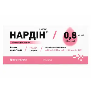 Нардін розчин для ін'єкцій 100 мг/мл в шприцах по 0,8 мл (80 мг) 2 шт Нардін розчин для ін'єкцій 100 мг/мл в шприцах по 0,8 мл (80 мг) 2 шт