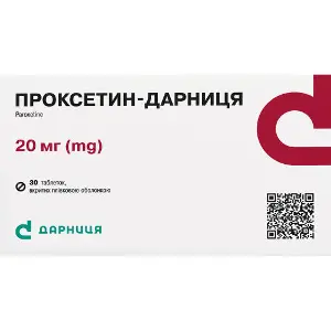 Проксетин-Дарница таблетки вкриті плівковою оболонкою по 20 мг 3 блістери по 10 шт Проксетин-Дарница таблетки вкриті плівковою оболонкою по 20 мг 3 блістери по 10 шт