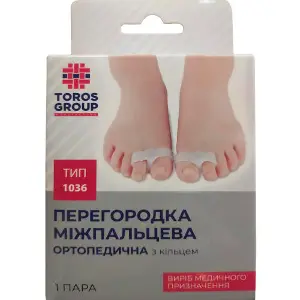 Перегородка ортопедична міжпальцева з кільцем розмір L Торос 1036 Перегородка ортопедична міжпальцева з кільцем розмір L Торос 1036