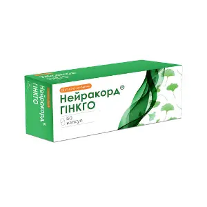 Нейракорд Гінго дієтична добавка капсули 3 блістери по 20 шт Нейракорд Гінго дієтична добавка капсули 3 блістери по 20 шт