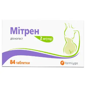 Мітрен таблетки по 2 мг 3 блістери по 28 шт Мітрен таблетки по 2 мг 3 блістери по 28 шт