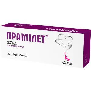 Прамилет таблетки 5 мг/20 мг 3 блистера по 10 шт Прамилет таблетки 5 мг/20 мг 3 блистера по 10 шт