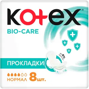 Прокладки гигиенические женские KOTEX (Котекс) Bio Care Normal (Био Кейр Нормал) 8 шт Прокладки гигиенические женские KOTEX (Котекс) Bio Care Normal (Био Кейр Нормал) 8 шт