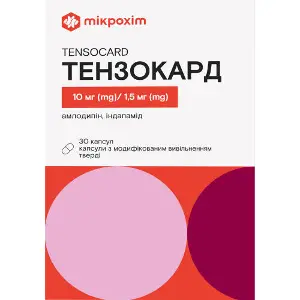 Тензокард капсулы с модифицированным высвобождением тверды по 10 мг/1,5 мг 3 блистера по 10 шт Тензокард капсулы с модифицированным высвобождением тверды по 10 мг/1,5 мг 3 блистера по 10 шт