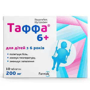 Таффа 6+ таблетки, вкриті плівковою оболонкою по 200 мг блистер 10 шт Таффа 6+ таблетки, вкриті плівковою оболонкою по 200 мг блистер 10 шт