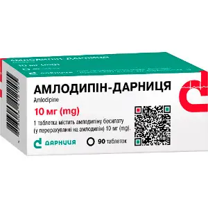 Амлодипін-Дарниця таблетки по 10 мг 9 блістерів по 10 шт Амлодипін-Дарниця таблетки по 10 мг 9 блістерів по 10 шт