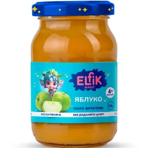 Пюре фруктове дитяче ELFIK MAGIC (Ельфік меджик) яблуко банка 170 г Пюре фруктове дитяче ELFIK MAGIC (Ельфік меджик) яблуко банка 170 г