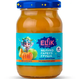 Пюре фруктовое детское ELFIK MAGIC (Эльфик меджик) яблоко, тыква, груша 170 г Пюре фруктовое детское ELFIK MAGIC (Эльфик меджик) яблоко, тыква, груша 170 г