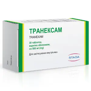 Транексам таблетки покрытые пленочной оболочкой по 500 мг 3 блистера по 10 шт Транексам таблетки покрытые пленочной оболочкой по 500 мг 3 блистера по 10 шт