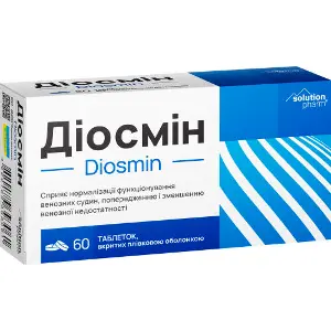 Диосмин таблетки покрытые оболочкой по 500 мг венотонизирующее средство 4 блистера по 15 шт Solution Pharm Диосмин таблетки покрытые оболочкой по 500 мг венотонизирующее средство 4 блистера по 15 шт Solution Pharm