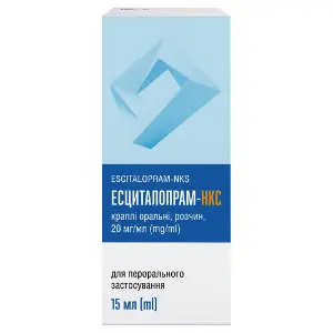 Есциталопрам-НКС краплі оральні розчин 20 мг/мл флакон 15 мл Есциталопрам-НКС краплі оральні розчин 20 мг/мл флакон 15 мл