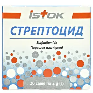 Стрептоцид порошок нашкірний в саше по 2 г 20 шт Стрептоцид порошок нашкірний в саше по 2 г 20 шт