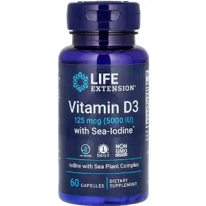 Вітамін Д3 з йодом LIFE EXTENSION (Лайф Екстеншн) Vitamins D3 5000 МО (125 мкг) капсули флакон 60 шт Вітамін Д3 з йодом LIFE EXTENSION (Лайф Екстеншн) Vitamins D3 5000 МО (125 мкг) капсули флакон 60 шт