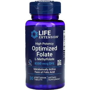 Фолат оптимізований LIFE EXTENSION (Лайф Екстеншн) Optimized Folate 8500 мкг DFE з високою ефективністю в таблетках флакон 30 шт Фолат оптимізований LIFE EXTENSION (Лайф Екстеншн) Optimized Folate 8500 мкг DFE з високою ефективністю в таблетках флакон 30 шт