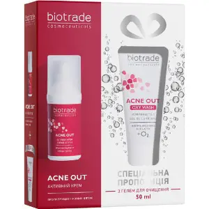 Набір косметичний BIOTRADE (Біотрейд) Acne Out для жирної та проблемної шкіри крем 30 мл + гель 50 мл Набір косметичний BIOTRADE (Біотрейд) Acne Out для жирної та проблемної шкіри крем 30 мл + гель 50 мл