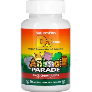 Вітамін D3 NATURES PLUS (Натурес плюс) Vitamin D3 Animal Parade смак чорної вишні 500 МО таблетки жувальні 90 шт Вітамін D3 NATURES PLUS (Натурес плюс) Vitamin D3 Animal Parade смак чорної вишні 500 МО таблетки жувальні 90 шт