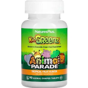 Суперфуд для дітей NATURES PLUS (Натурес плюс) Kid Greenz Animal Parade смак тропічних фруктів таблетки жувальні у формі тварин флакон 90 шт Суперфуд для дітей NATURES PLUS (Натурес плюс) Kid Greenz Animal Parade смак тропічних фруктів таблетки жувальні у формі тварин флакон 90 шт