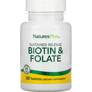 Фолієва кислота та біотин NATURES PLUS (Натурес плюс) Biotin & Folic Acid таблетки пролонгованої дії 30 шт Фолієва кислота та біотин NATURES PLUS (Натурес плюс) Biotin & Folic Acid таблетки пролонгованої дії 30 шт
