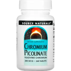 Хром піколінат SOURCE NATURALS (Сорс Нейчералс) Chromium Picolinate 200 мкг таблетки флакон 240 шт Хром піколінат SOURCE NATURALS (Сорс Нейчералс) Chromium Picolinate 200 мкг таблетки флакон 240 шт