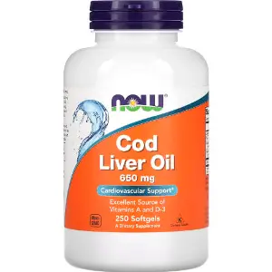 Риб'ячий жир з печінки тріски NOW (Нау) Cod Liver Oil 650 мг капсули флакон 250 шт Риб'ячий жир з печінки тріски NOW (Нау) Cod Liver Oil 650 мг капсули флакон 250 шт