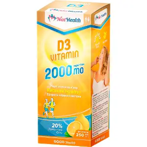 Вітамін D3 2000 MО NATHEALTH (НатХелс) емульсія з високим вмістом Вітаміну D3 для підтримання імунітету флакон 250 мл Вітамін D3 2000 MО NATHEALTH (НатХелс) емульсія з високим вмістом Вітаміну D3 для підтримання імунітету флакон 250 мл