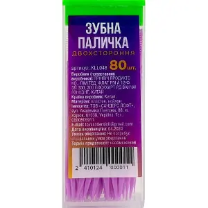 Зубочистки двохсторонні GREENWICH (Грінвіч) Dental stick KLL048 зубна паличка 80 шт Зубочистки двохсторонні GREENWICH (Грінвіч) Dental stick KLL048 зубна паличка 80 шт
