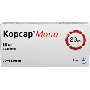 Корсар Моно таблетки покрытые пленочной оболочкой 80 мг 3 блистера по 10 шт Корсар Моно таблетки покрытые пленочной оболочкой 80 мг 3 блистера по 10 шт