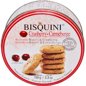 Печенье BISQUINI (Бисквини) мюсли с клюквой банка 150 г Печенье BISQUINI (Бисквини) мюсли с клюквой банка 150 г