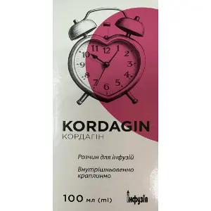Кордагін розчин для інфузій 42 мг/мл пляшка 100 мл Кордагін розчин для інфузій 42 мг/мл пляшка 100 мл