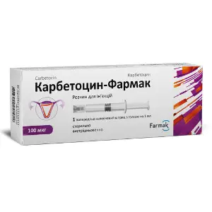 Карбетоцин-Фармак раствор для инъекций 100 мкг/мл в шприце 1 мл 1 шт Карбетоцин-Фармак раствор для инъекций 100 мкг/мл в шприце 1 мл 1 шт