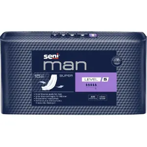 Прокладки урологические SENI Man (Сени Мен) Super (Супер) Level 5 для мужчин 15 шт Прокладки урологические SENI Man (Сени Мен) Super (Супер) Level 5 для мужчин 15 шт