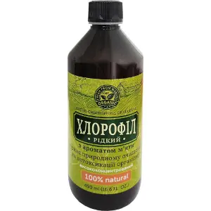 Хлорофіл рідкий з ароматом м'яти розчин для перорального застсоування флакон 490 мл Хлорофіл рідкий з ароматом м'яти розчин для перорального застсоування флакон 490 мл