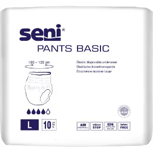Підгузки-труси для дорослих Seni (Сені) Pants Basic Large (Пантс Базік Лардж) поглинаючі розмір 3 10 шт Підгузки-труси для дорослих Seni (Сені) Pants Basic Large (Пантс Базік Лардж) поглинаючі розмір 3 10 шт