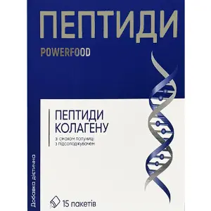 Пептиди колагену зі смаком полуниці POWERFOOD (Паверфуд) з підсолоджувачем порошок в пакетах упаковка 15 шт Пептиди колагену зі смаком полуниці POWERFOOD (Паверфуд) з підсолоджувачем порошок в пакетах упаковка 15 шт
